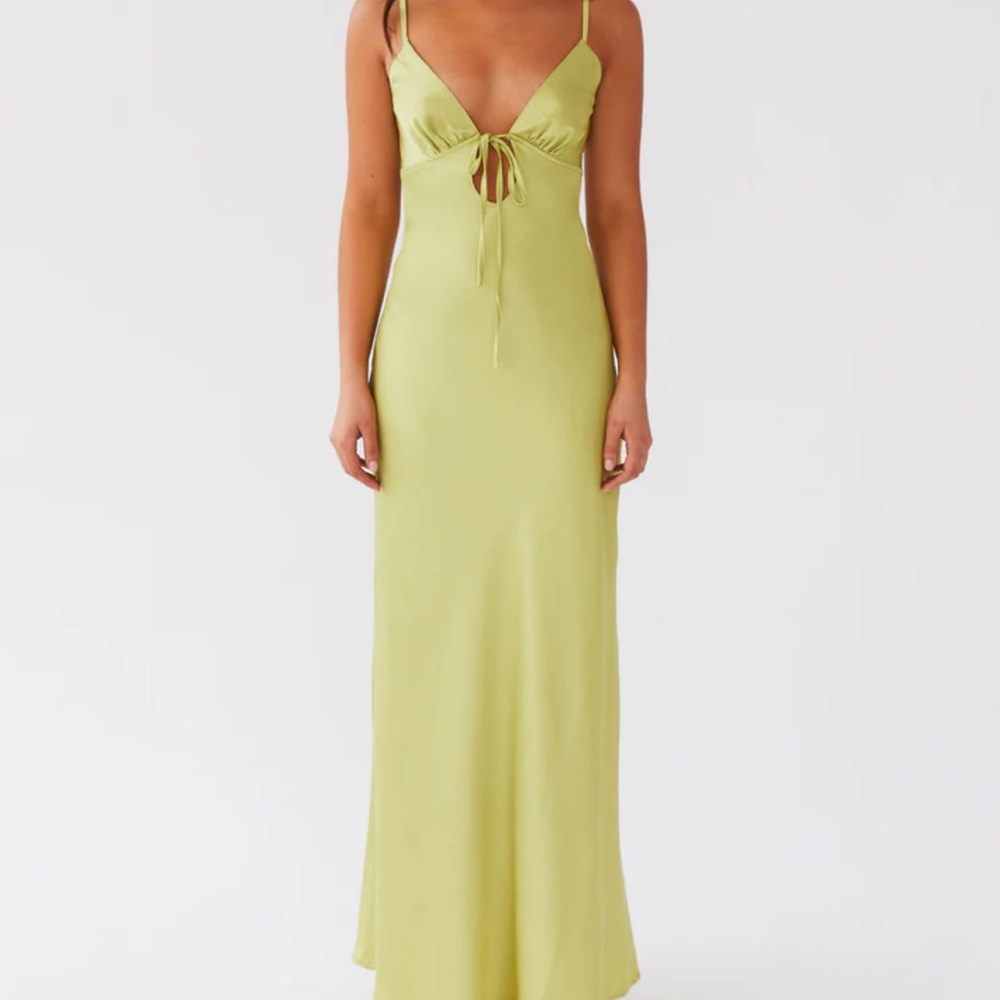 Peppermayo Flora Satin Lime Maxi Dress NWT!